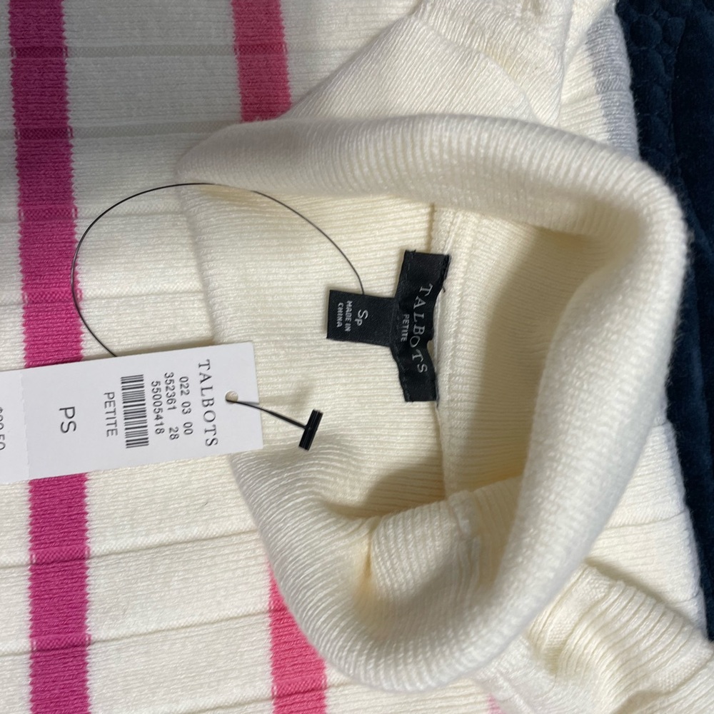 Talbots NWT PS ivory stripe sweater - Picture 4 of 7